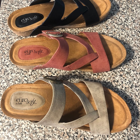 3 pairs of new 8 1/2 M Eurosoft Sandals - Picture 1 of 9